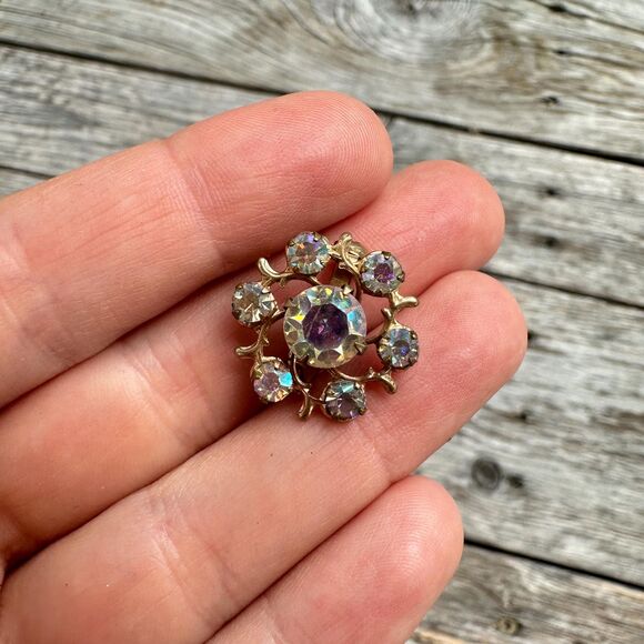 Vintage Jewelry AB Rhinestone Scatter Brooch - Picture 1 of 2